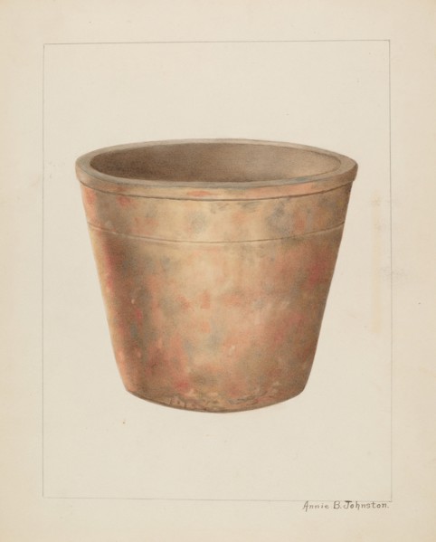 Stoneware Flower Pot, c. 1937. Creator: Annie B Johnston.