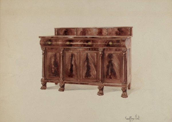 Sideboard, Mahogany, 1937. Creator: Geoffrey Holt.