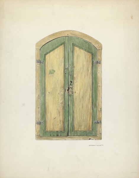 Painted Wooden Shutter, 1937. Creator: Edward Jewett.