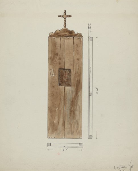 Side of Original Confessional, c. 1936. Creator: Geoffrey Holt.