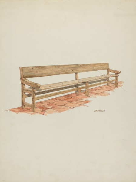 Mission Bench, c. 1936. Creator: Randolph F Miller.