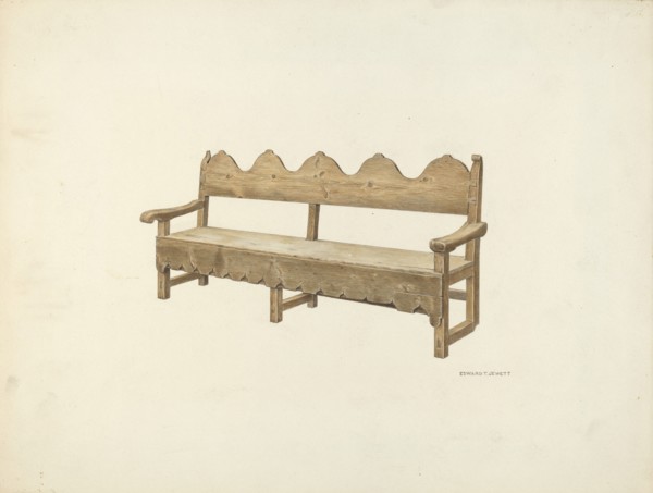 Wooden Bench, c. 1940. Creator: Edward Jewett.