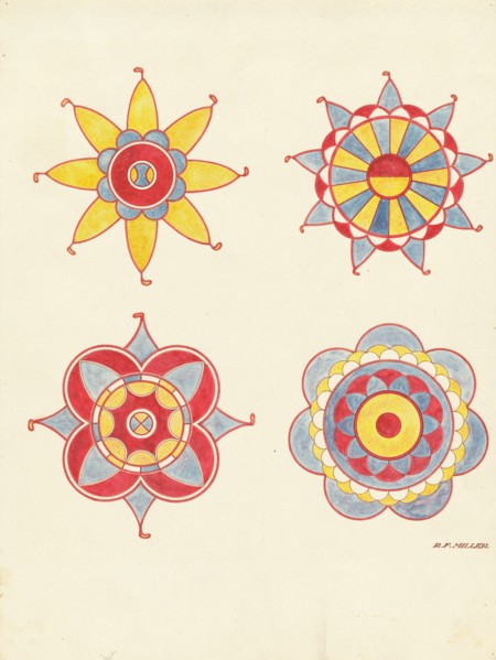 Ceiling Decoration, Detail of (From a Restoration), c. 1940. Creator: Randolph F Miller.
