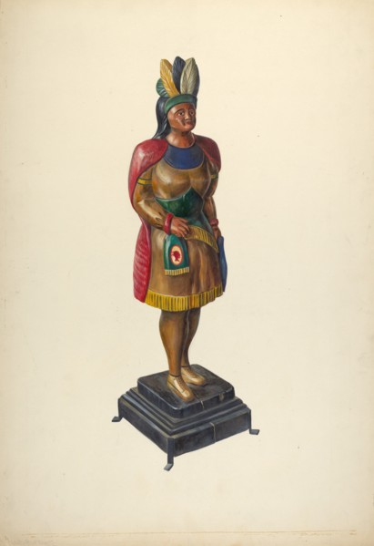 Cigar Store Indian, c. 1937. Creator: Walter Hochstrasser.