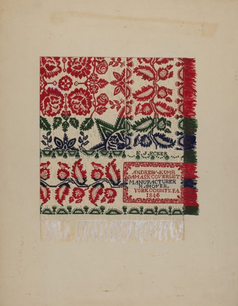 Damask Coverlet, c. 1938. Creator: Katherine Hastings.