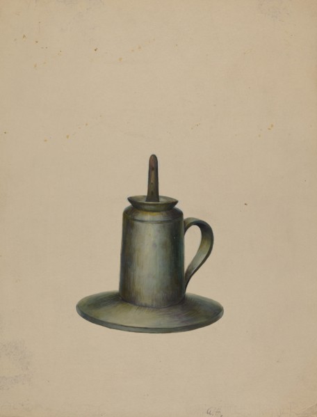 Pewter Oil Lamp, c. 1938. Creator: Walter Hochstrasser.