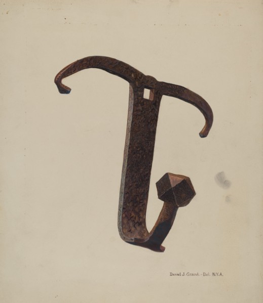 Iron Pot Hook, c. 1940. Creator: DJ Grant.
