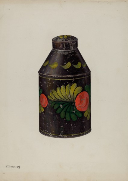 Toleware Tea Caddy, c. 1941. Creator: Charles Henning.