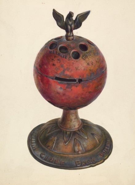 Toy Bank: Globe, c. 1939. Creator: Walter Hochstrasser.