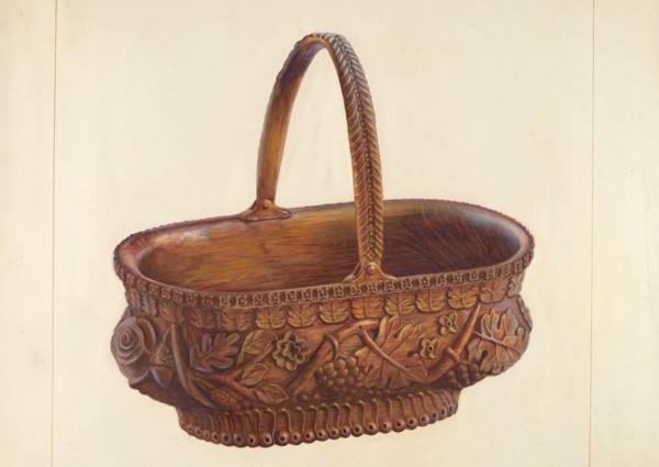 Carved Wooden Basket, c. 1938. Creator: Regina Henderer.