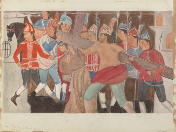Station of the Cross No. 2: "The Cross is Laid on Jesus", c. 1936. Creator: William Herbert.