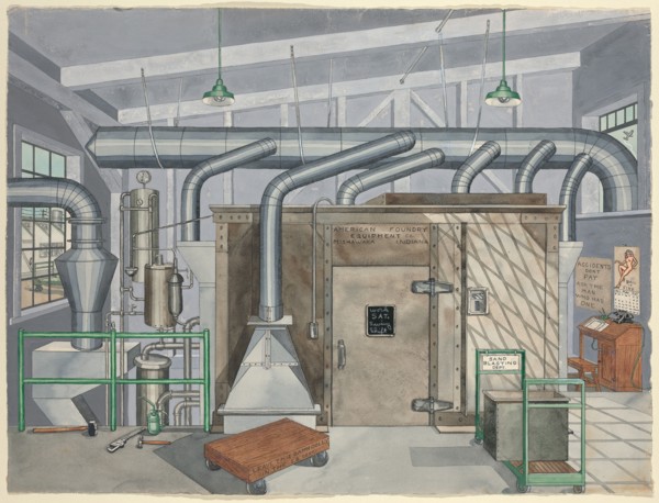 Exterior Sand Blasting Chamber, 1935, 1935/1942. Creator: Perkins Harnly.
