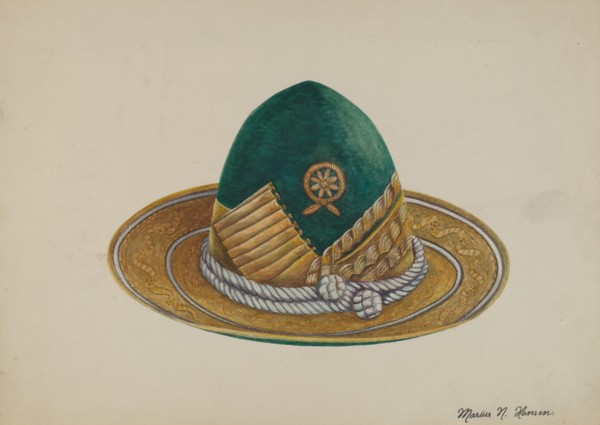 Spanish Southwest: Hat, c. 1937. Creator: Marius Hansen.