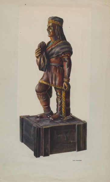 Cigar Store Indian, c. 1941. Creator: Chris Makrenos.