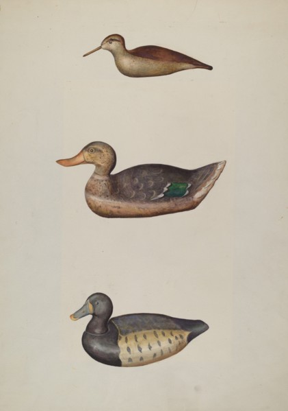 Three Decoy Ducks, c. 1937. Creator: Harriette Gale.