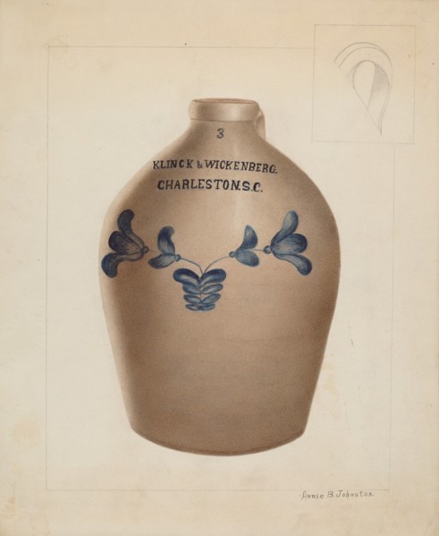 Stoneware Jug, c. 1937. Creator: Annie B Johnston.