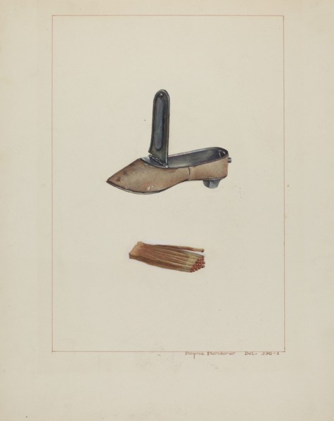 Slipper Match Box, c. 1938. Creator: Regina Henderer.