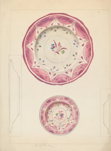 Pie Plate and Cup Plate, c. 1938. Creator: Cora Parker.