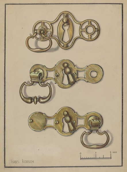 Three Door Handles, c. 1936. Creator: Hans Korsch.