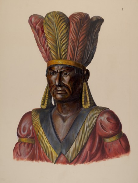 Cigar Store Indian, c. 1937. Creator: Walter Hochstrasser.