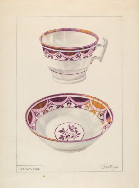 Cup and Saucer, c. 1936. Creator: Thomas Holloway.