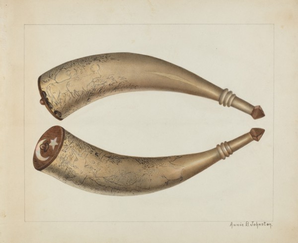 Powder Horn, 1938. Creator: Annie B Johnston.