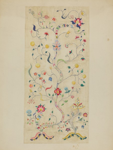 Crewel Embroidery, c. 1936. Creator: Fanchon Larzelere.