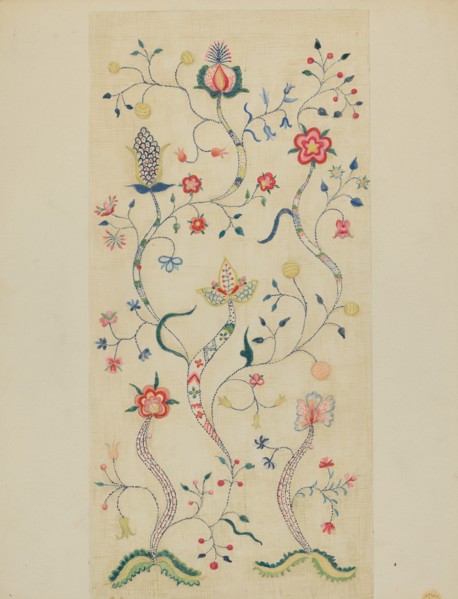 Crewel Embroidery, c. 1936. Creator: Fanchon Larzelere.