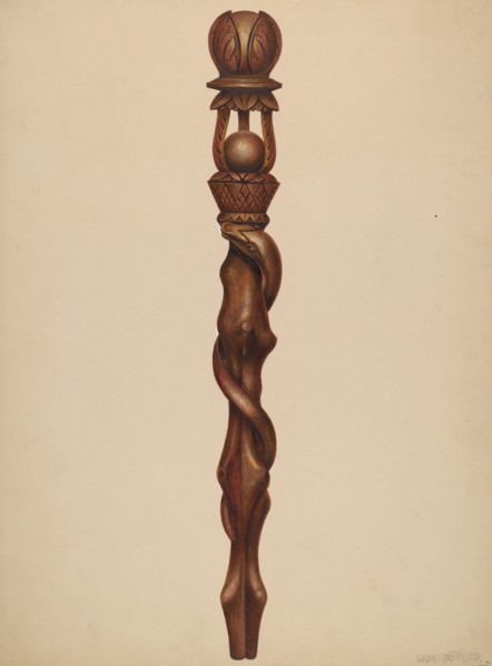 Scepter (Lumberjack Carving), c. 1938. Creator: Walter Hochstrasser.