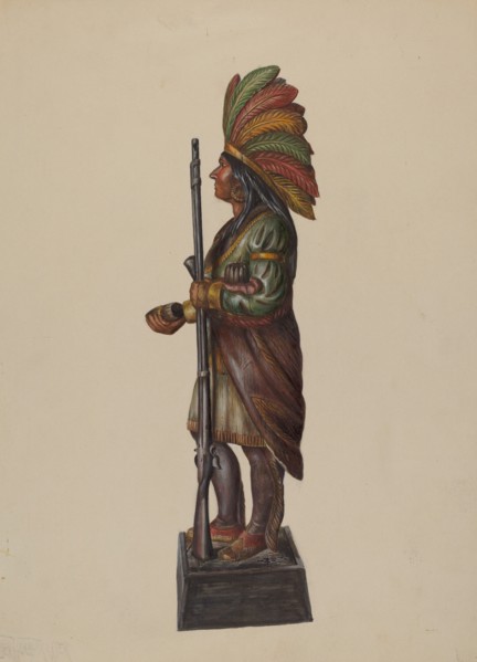 Cigar Store Indian, c. 1936. Creator: Walter Hochstrasser.