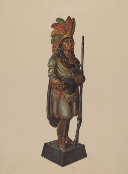 Cigar Store Indian, c. 1936. Creator: Walter Hochstrasser.