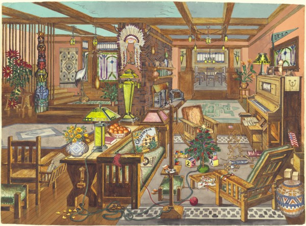 California Mission Style Interior, 1946. Creator: Perkins Harnly.