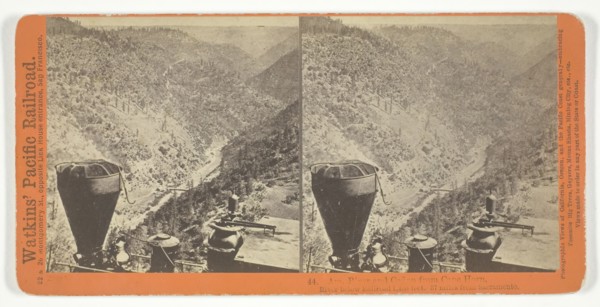 Am. River and Cañon from Cape Horn, River below Railroad 1,400 feet. 57 miles..., 1864/69. Creator: Alfred A. Hart.