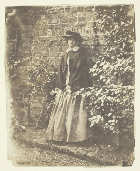Mrs. Craik Leaning Against Wall and Bushes, 1848/60. Creators: Unknown, Benjamin Mulock.
