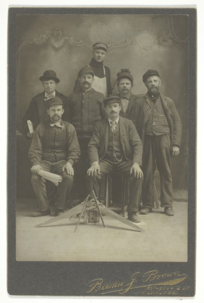 Untitled [group portrait of workmen/engineers], 1866/99.  Creator: Bonnie J. Brown.