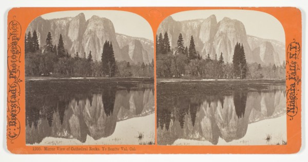 Mirror View of Cathedral Rocks. Yo Semite Val, Cal., 1863/1903. Creator: Charles Bierstadt.