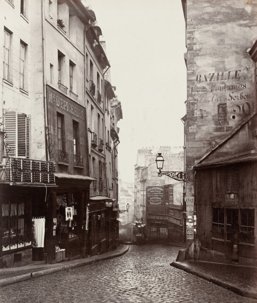 Rue de la Montagne-Sainte-Geneviève near the Intersection of Rue LaPlace..., 1865/69. Creator: Charles Marville.