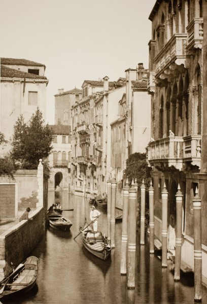 Untitled (II 41), c. 1890. [Gondola on canal, Venice].  Creator: Unknown.