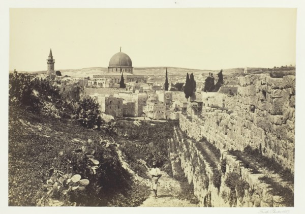 City Wall and Mosque of Omar, Jerusalem, 1857. Creator: Francis Frith.
