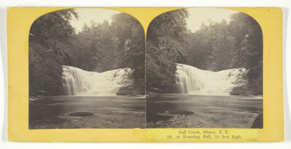 Fall Creek, Ithaca, N.Y. 3d. or Foaming Fall, 35 feet high, 1860/65. Creator: J. C. Burritt.