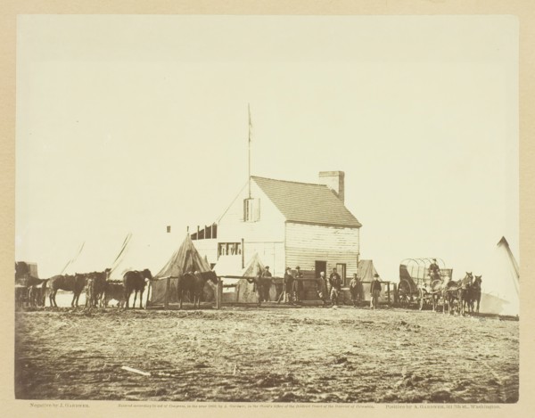 The Shebang, or Quarters of U.S. Sanitary Commission, Brandy Station, November 1863. Creator: James Gardner.