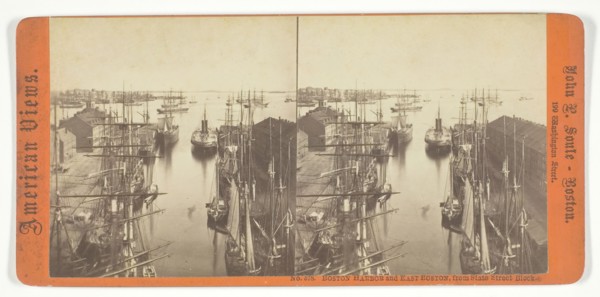 Boston Harbor and East Boston, from State Street Block, 1861/88. Creator: John P. Soule.