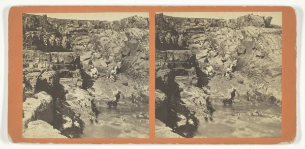 Untitled [group of people in a rocky landscape], late 19th century. Creator: O.H. Copeland.