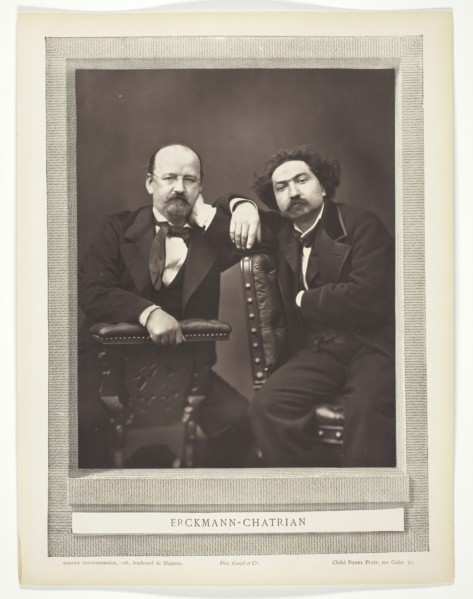 Émile Erckmann (French writer, 1822-1899) and Alexandre Chatrian (French writer, 1826-1890), c. 1876 Creator: Pierre Petit.