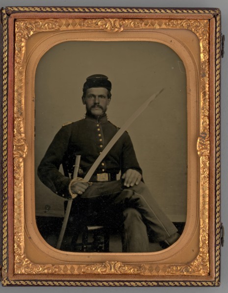 Untitled (Portrait of a Seated Soldier with Sabre), 1862. Creator: Samuel J. Miller.