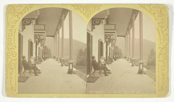 Piazza from South end Rogers Rock Hotel, Lake George, 1870/76.  Creator: Seneca Ray Stoddard.
