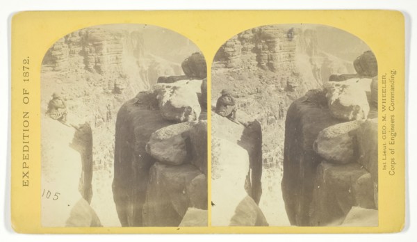 The northern wall of the Grand Cañon of the Colorado, near the foot of To-ro-weap valley..., 1872. Creator: William H. Bell.