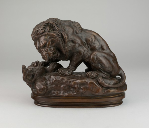 Lion Fighting a Serpent, 1847/55. Creator: Antoine-Louis Barye.