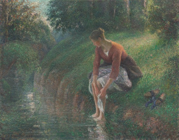 Woman Bathing Her Feet in a Brook, 1894/95. Creator: Camille Pissarro.