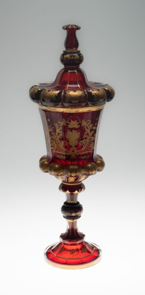 Covered Vase, Bohemia, Mid 19th century. Creator: Bohemia Glass.
